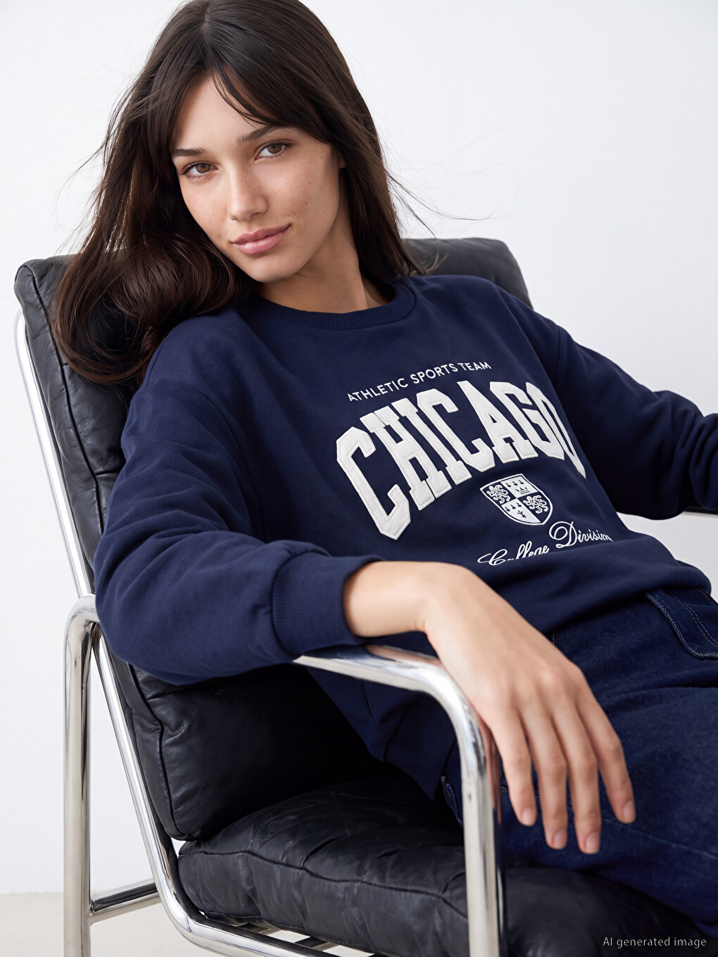 Embroidered Oversize Women's Sweatshirt