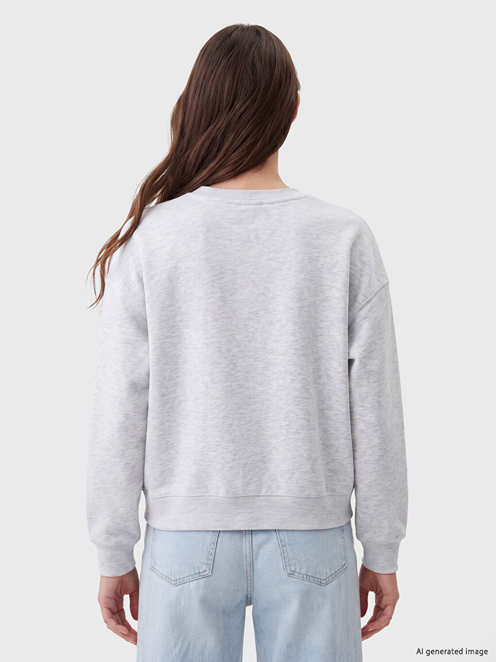 Gri Brooklyn Baskılı Oversize Kadın Sweatshirt-3