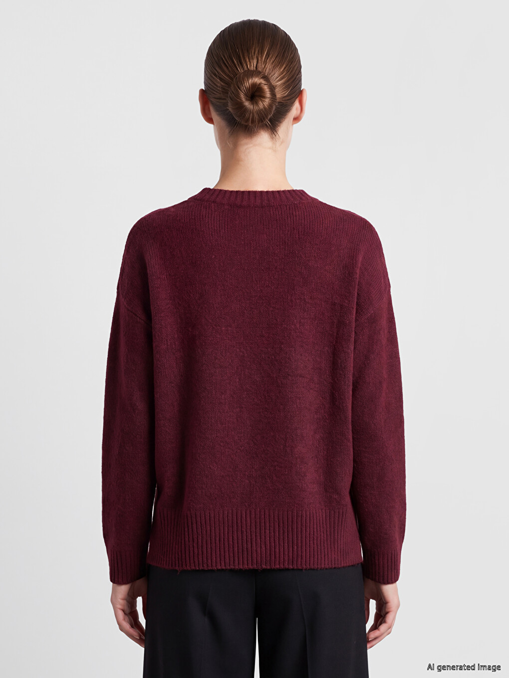 Argyle Patterned Wool Blended Women's Knitwear Sweater-3