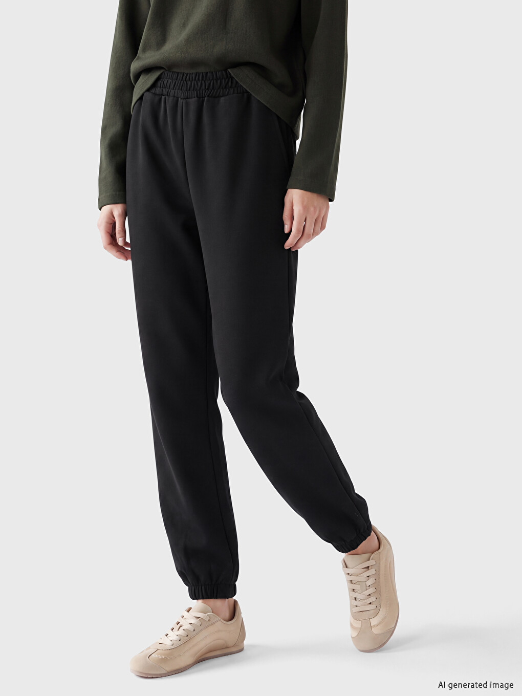 Siyah Soft Touch Kadın Jogger Eşofman Altı-1