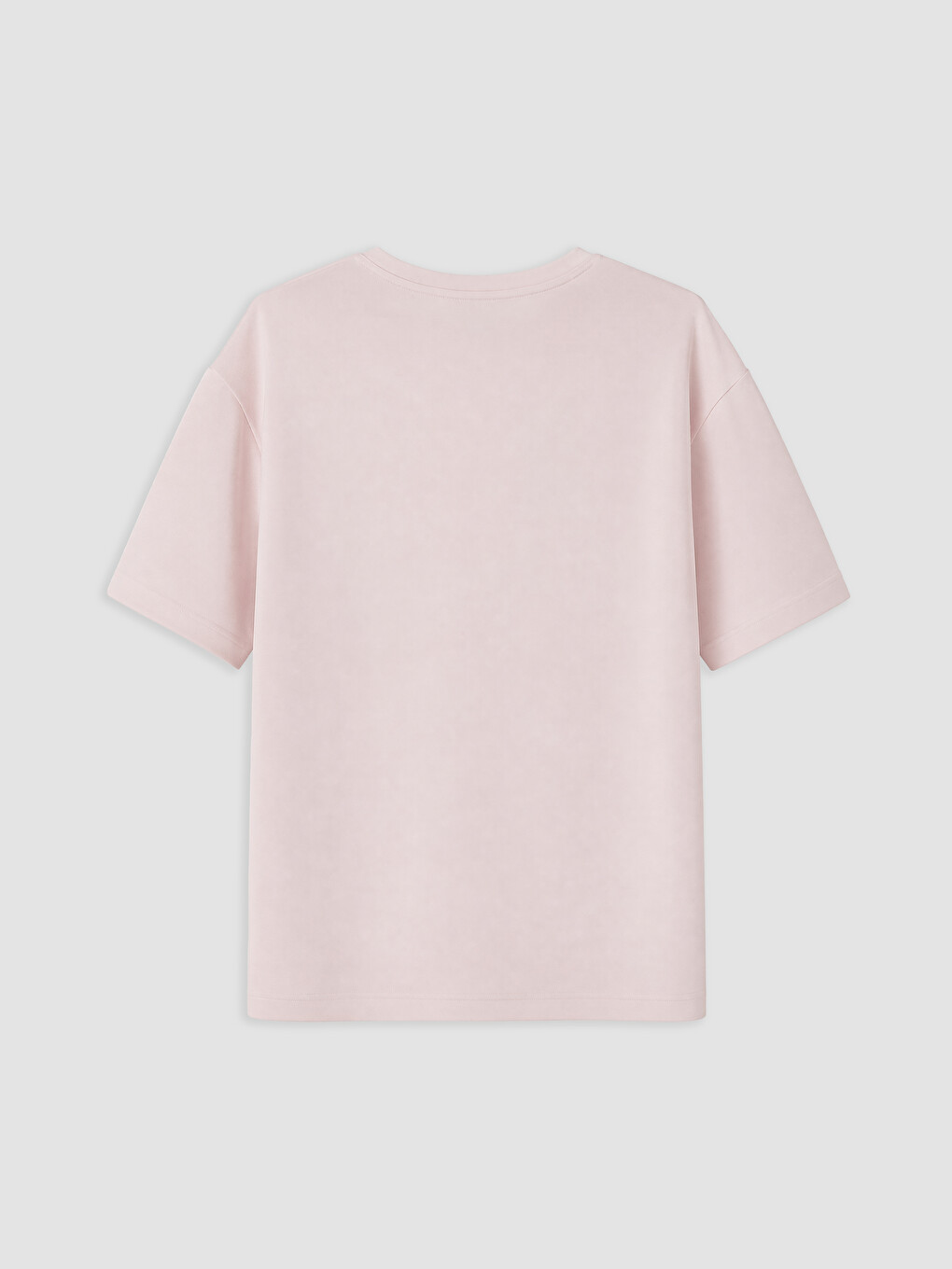 Pembe Bisiklet Yaka Modal Karışımlı Kadın Tişört-1