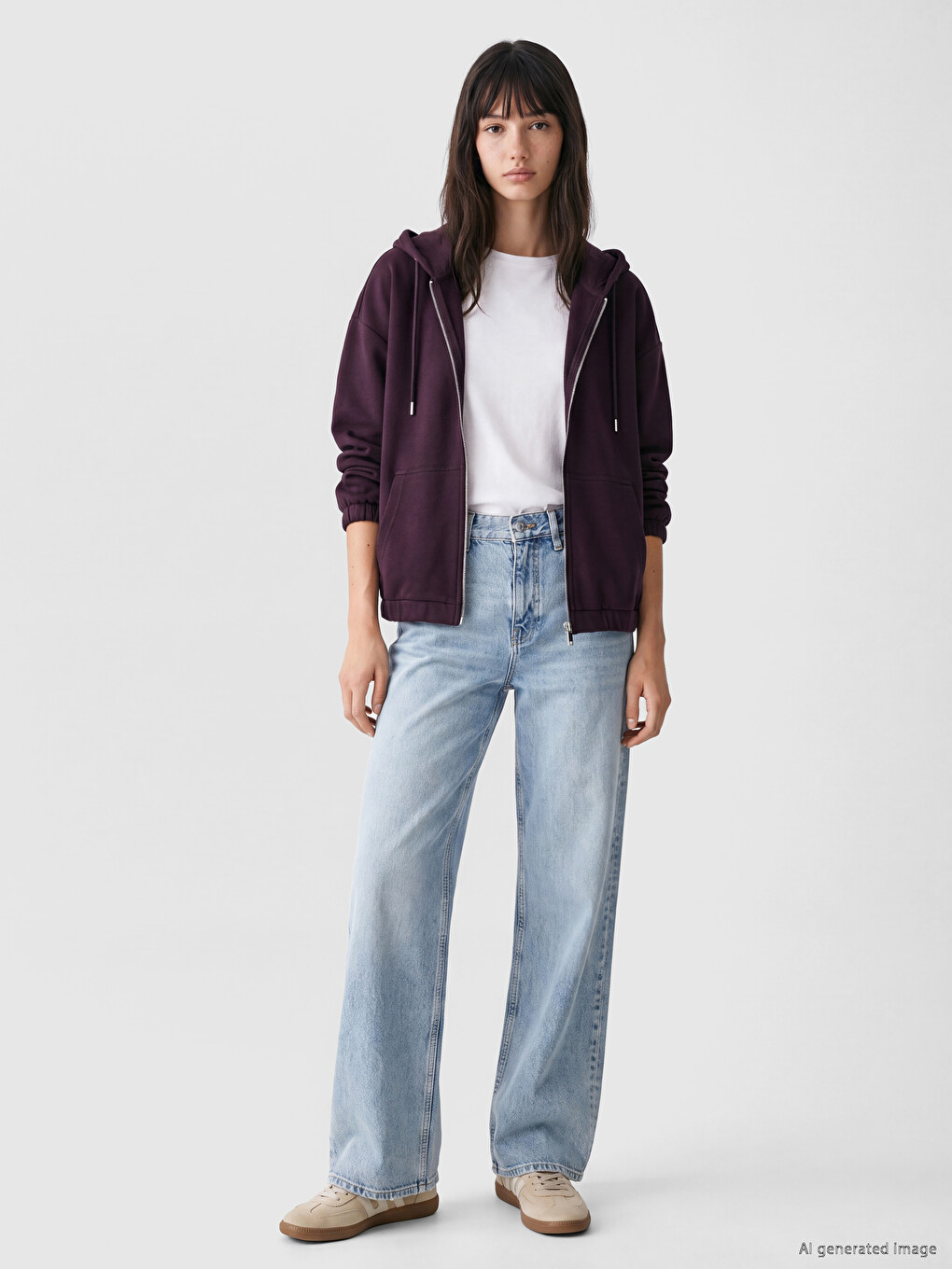 Mürdüm Soft Touch Kadın Fermuarlı Sweatshirt-1