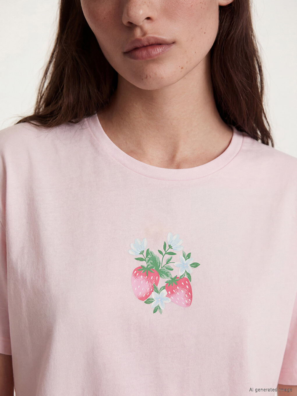 Pembe Çilek Baskılı Kadın Şortlu Pijama Takımı-2