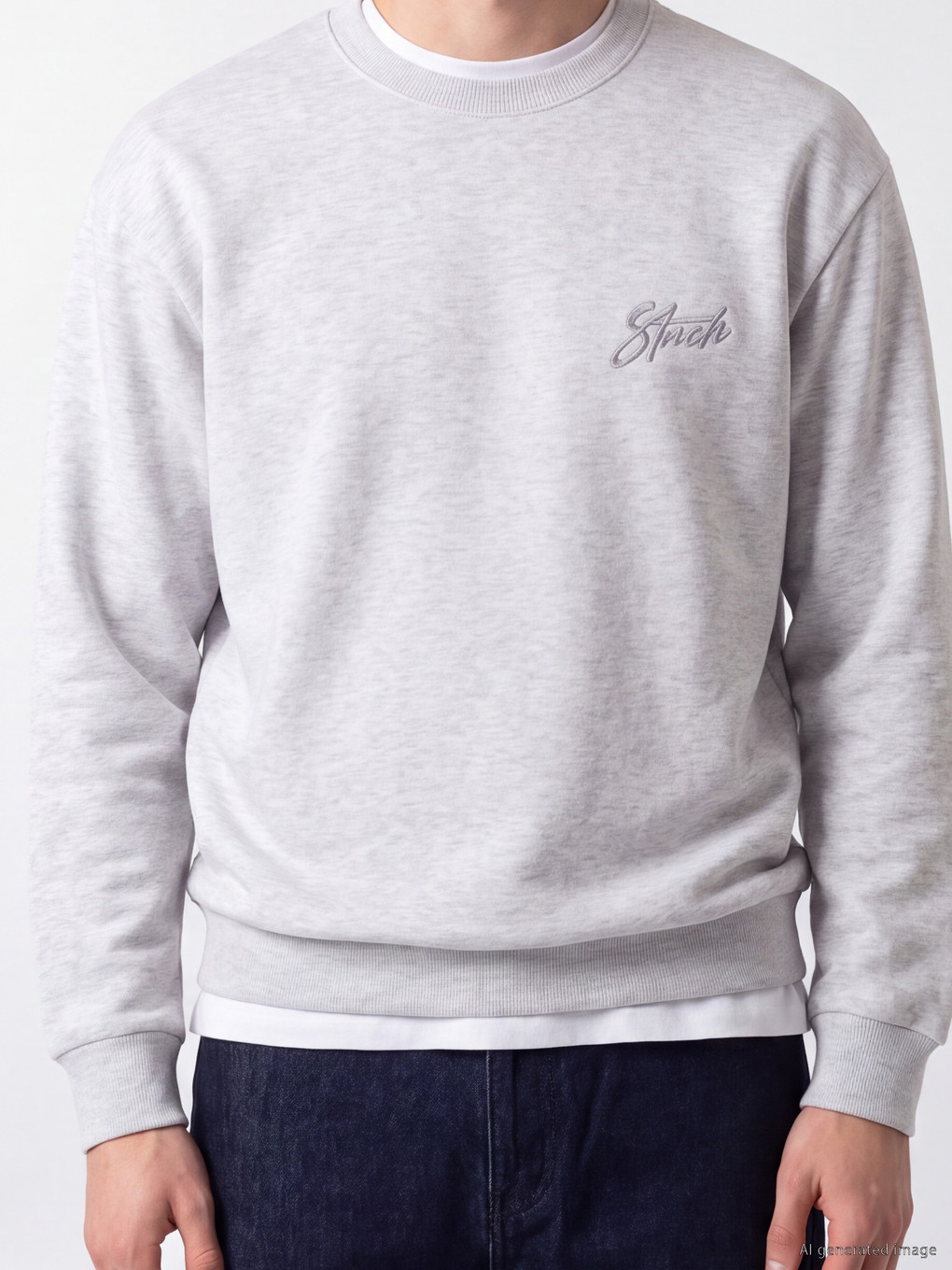 Crew Neck Embroidered Men's Sweatshirt-2