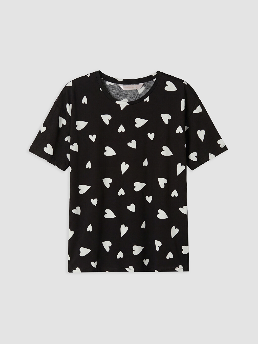 Siyah Kalp Desenli Kadın Şortlu Pijama Takımı-5