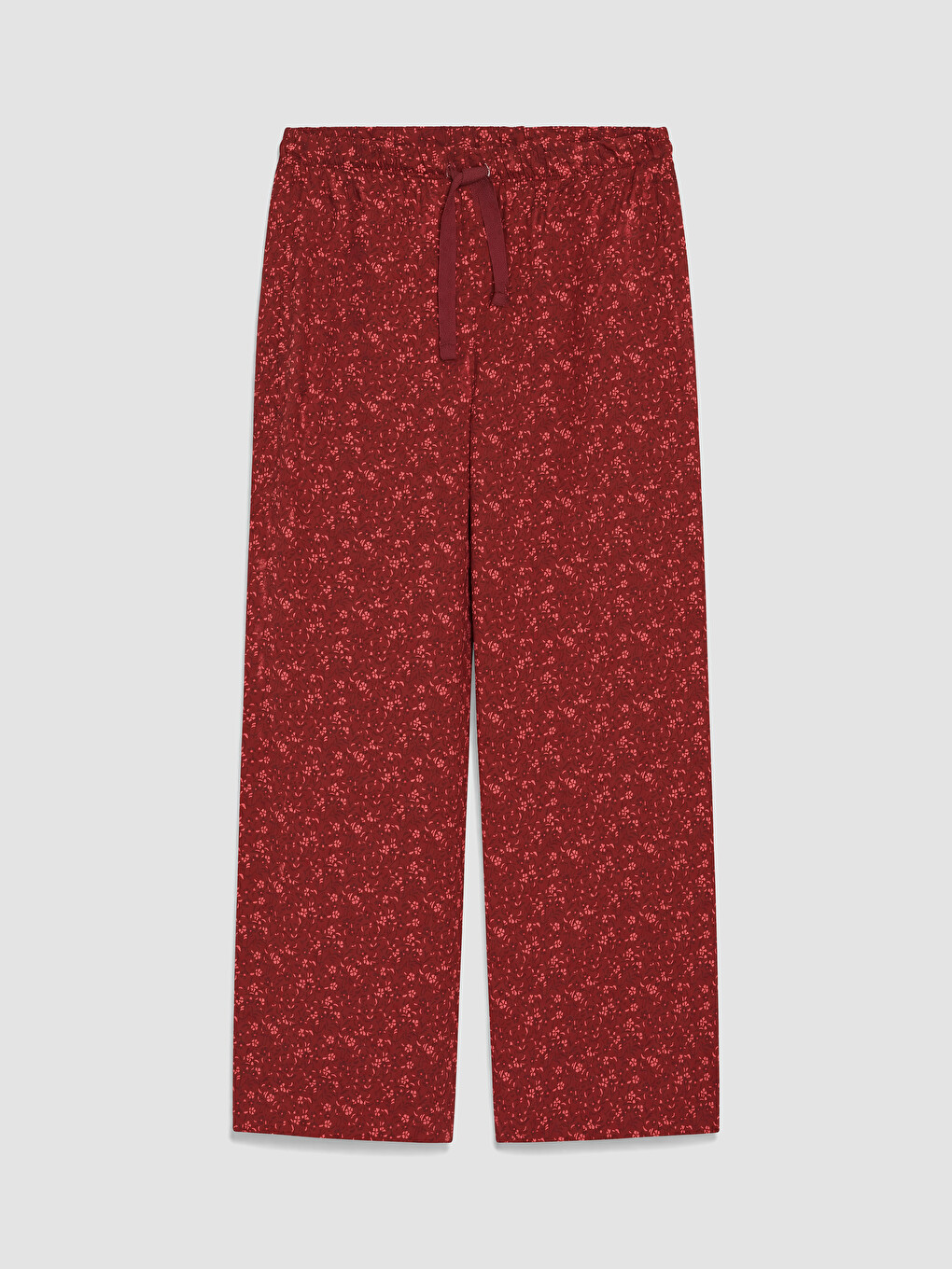 Kırmızı Bisiklet Yaka Desenli Kadın Kaprili Pijama Takımı-4