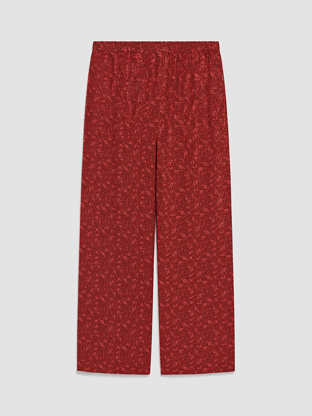 Kırmızı Bisiklet Yaka Desenli Kadın Kaprili Pijama Takımı-6