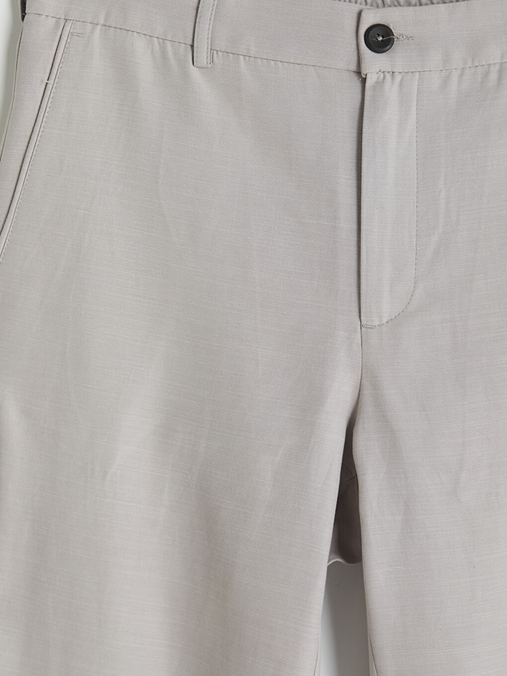 Gri Regular Fit Keten Karışımlı Erkek Pantolon-2