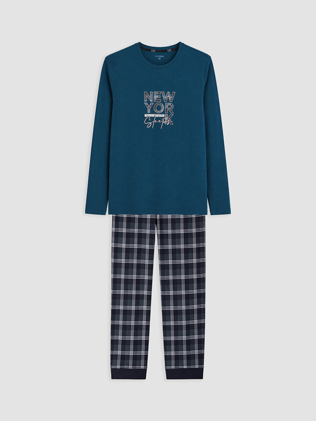 Gri Nyc Baskılı Erkek Pijama Takımı-4