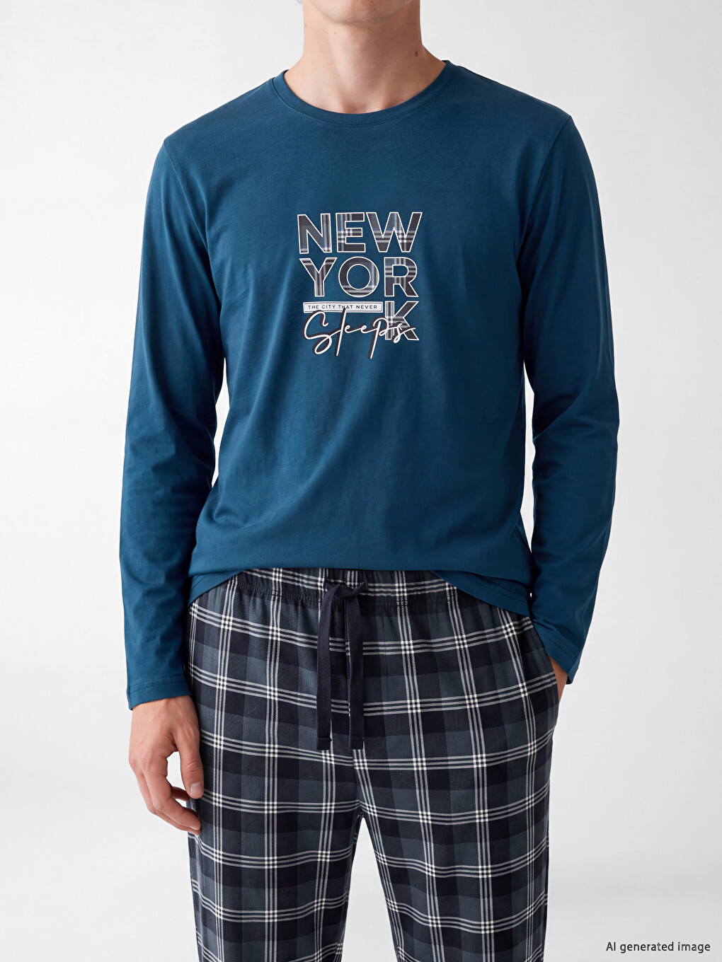 Gri Nyc Baskılı Erkek Pijama Takımı-2
