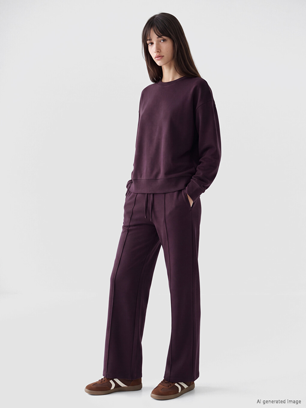 Mürdüm Soft Tocuh Oversize Kadın Sweatshirt-1
