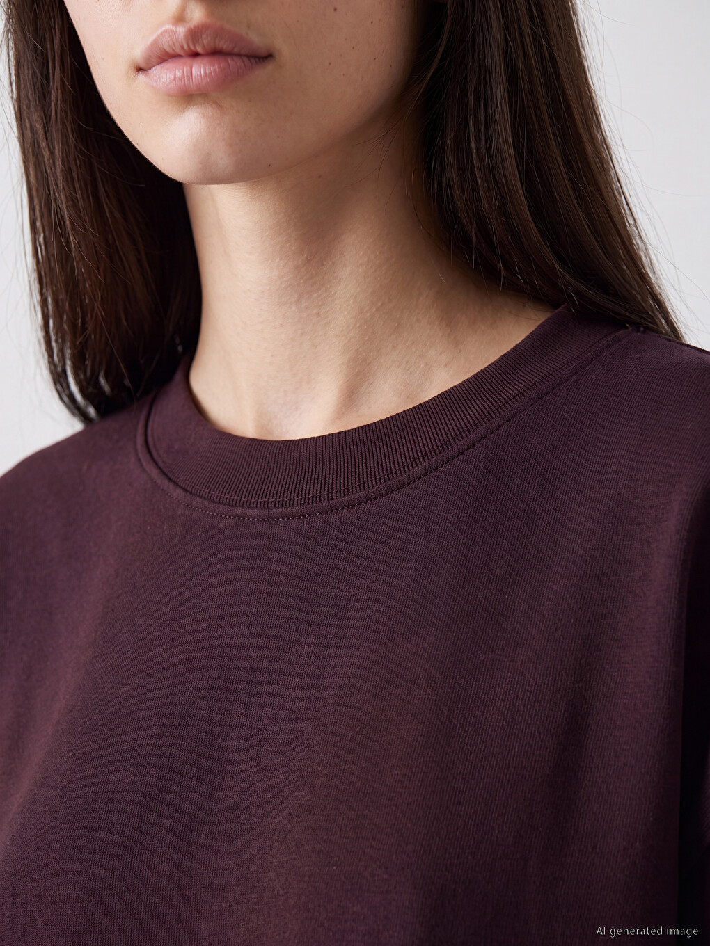 Mürdüm Soft Tocuh Oversize Kadın Sweatshirt-2