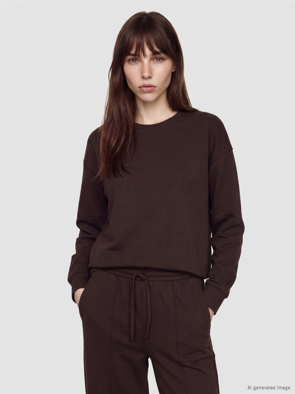 Kahverengi Soft Tocuh Oversize Kadın Sweatshirt