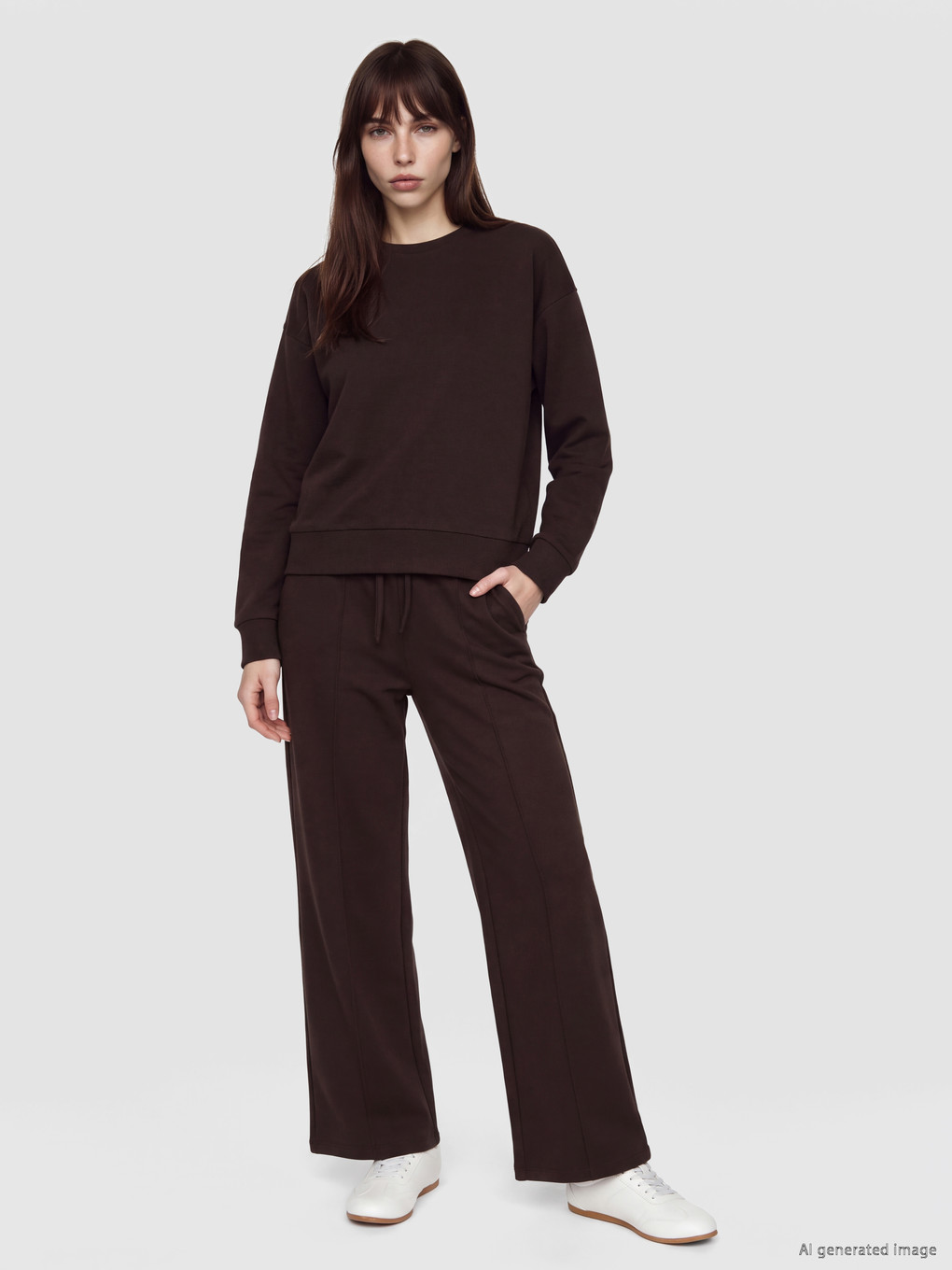 Kahverengi Soft Tocuh Oversize Kadın Sweatshirt-1