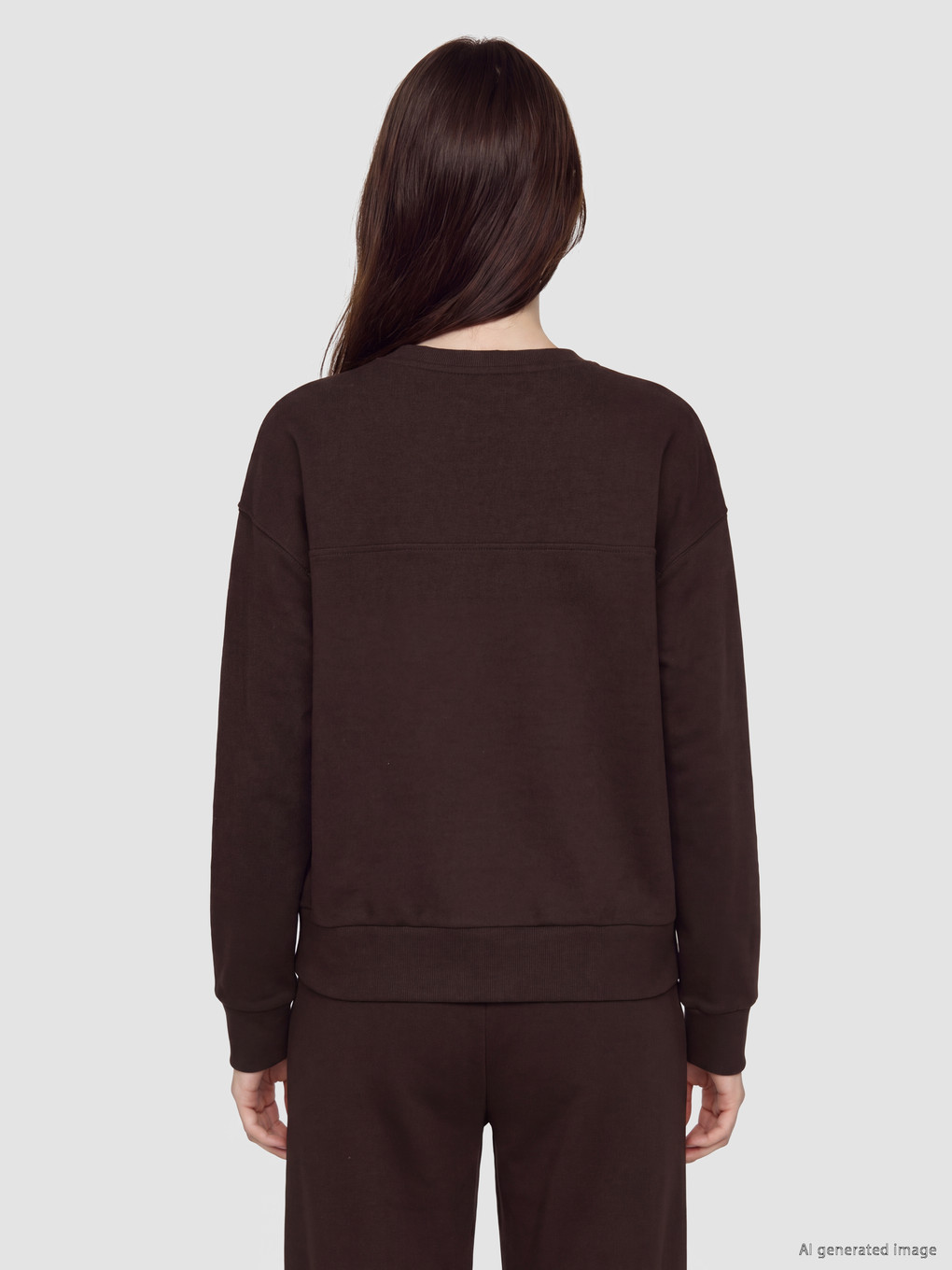 Kahverengi Soft Tocuh Oversize Kadın Sweatshirt-4