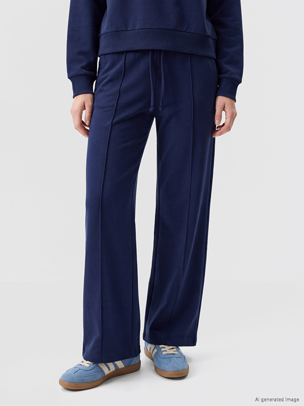 Lacivert Soft Tocuh Oversize Kadın Sweatshirt-1
