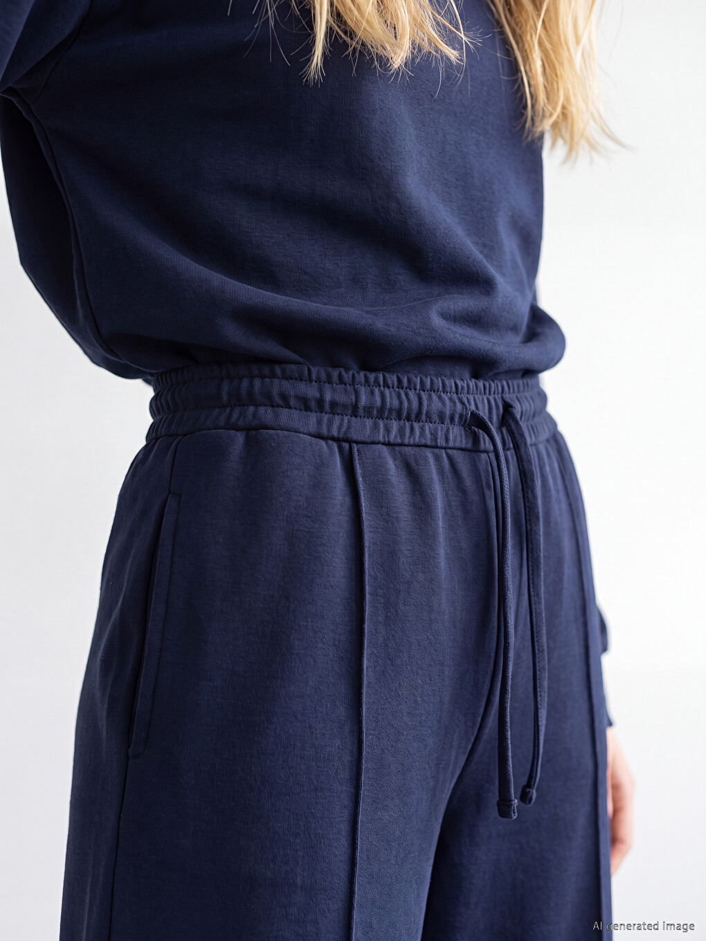 Lacivert Soft Tocuh Oversize Kadın Sweatshirt-2