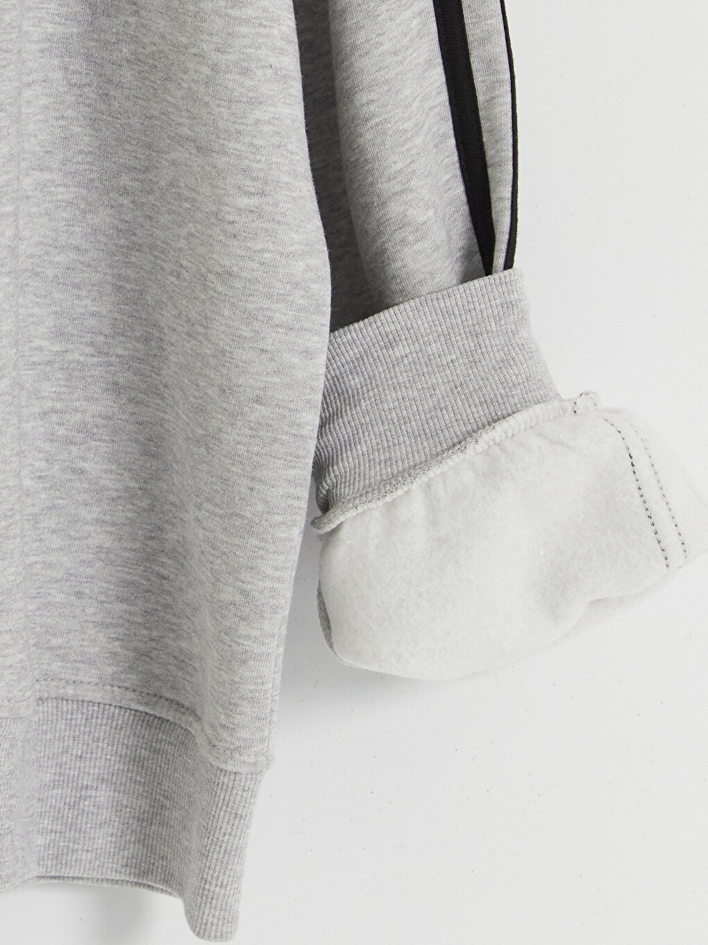 Gri Dik Yaka Kız Çocuk Kalın Sweatshirt-1