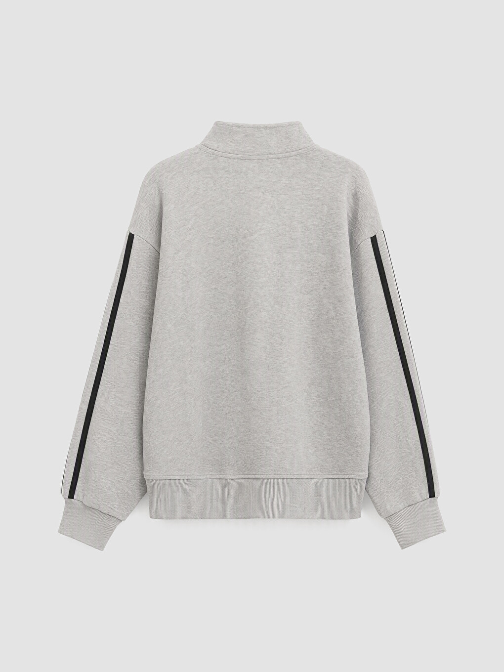 Gri Dik Yaka Kız Çocuk Kalın Sweatshirt-2
