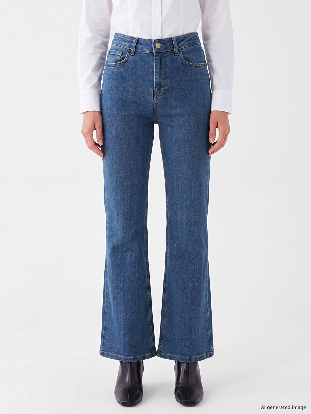 İndigo Flare Kadın Jean Pantolon-1