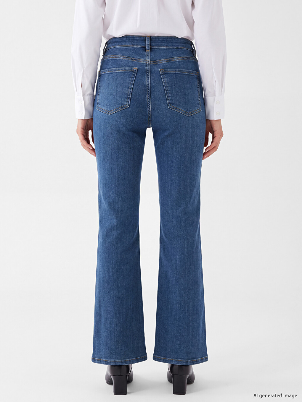 İndigo Flare Kadın Jean Pantolon-3