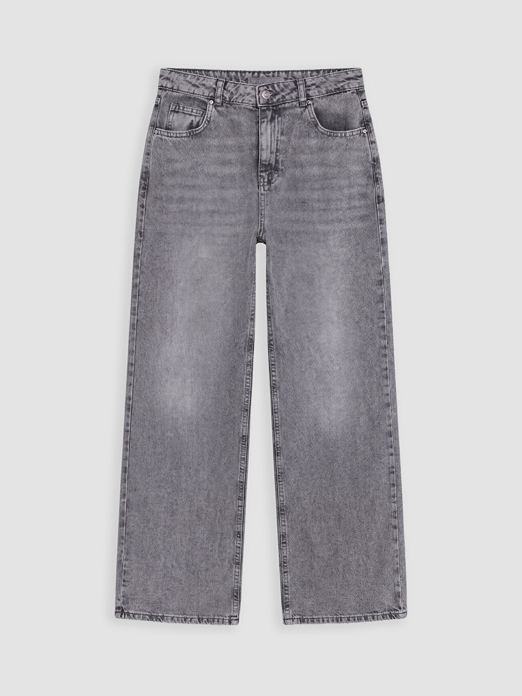 Gri Wideleg Kadın Jean Pantolon-4