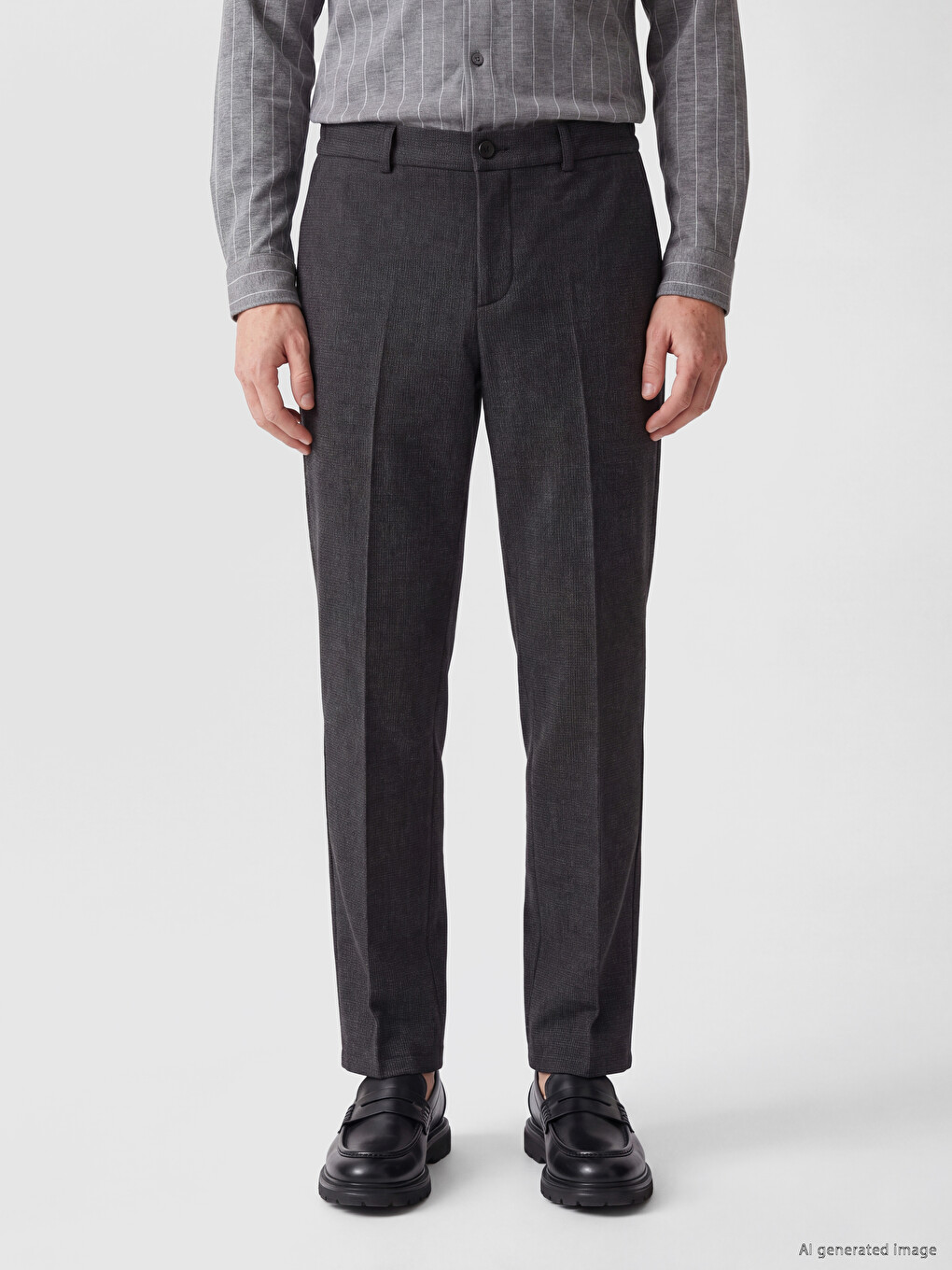 Pantaloni Bărbați Regular Fit Din Țesătură Dobby-1