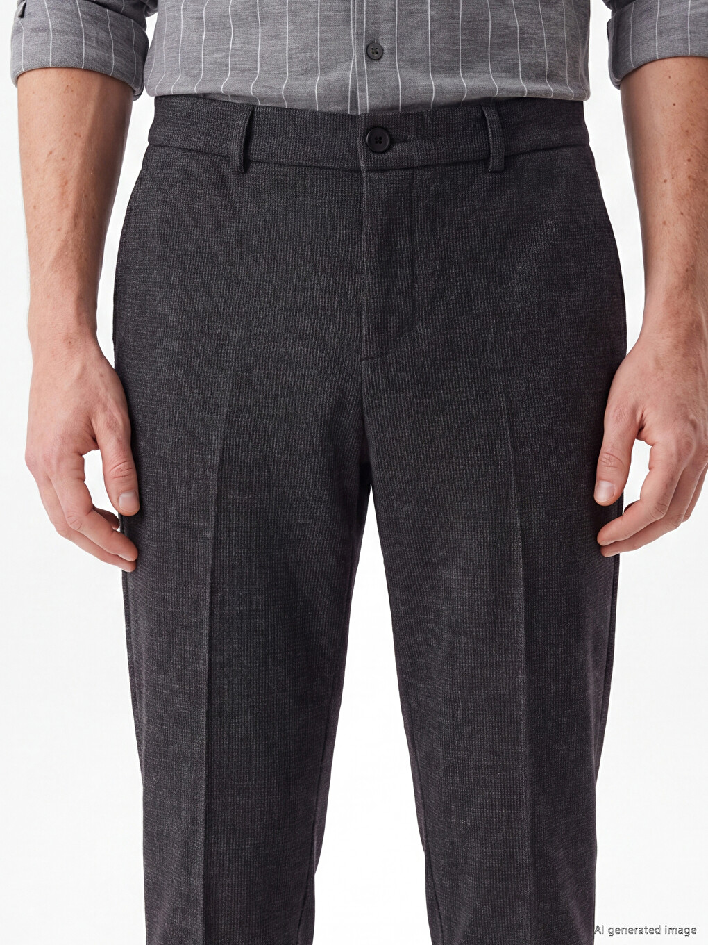 Pantaloni Bărbați Regular Fit Din Țesătură Dobby-2