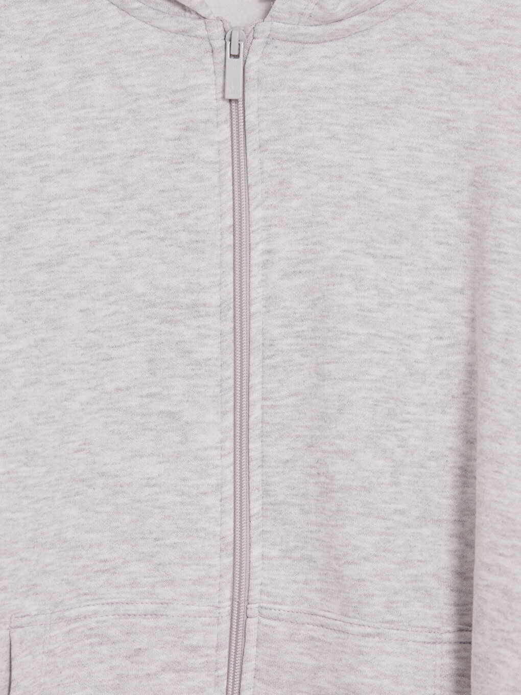 Gri Kapüşonlu Orta Kalın Kız Çocuk Fermuarlı Sweatshirt-2