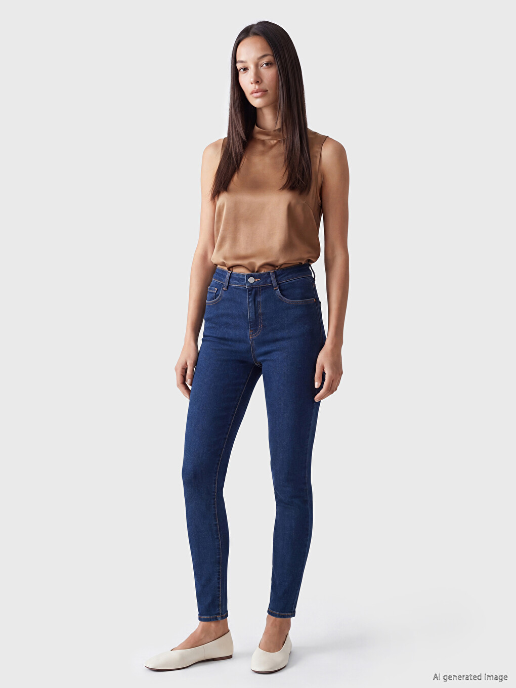 İndigo Yüksek Bel Süper Skinny Fit Kadın Jean Pantolon