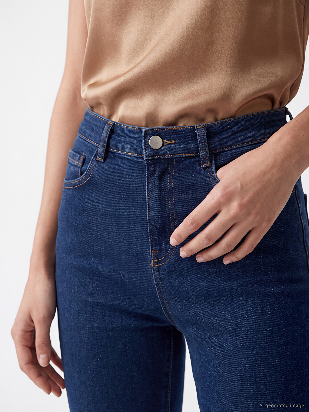 İndigo Yüksek Bel Süper Skinny Fit Kadın Jean Pantolon-2