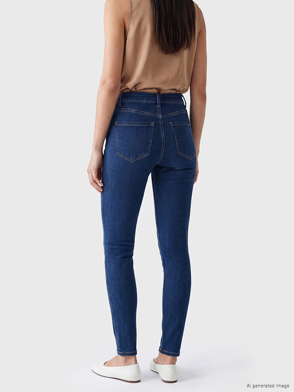 İndigo Yüksek Bel Süper Skinny Fit Kadın Jean Pantolon-3