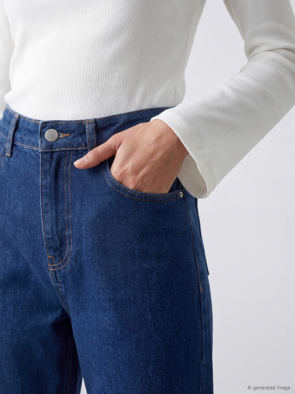 İndigo Wideleg Kadın Jean Pantolon-2