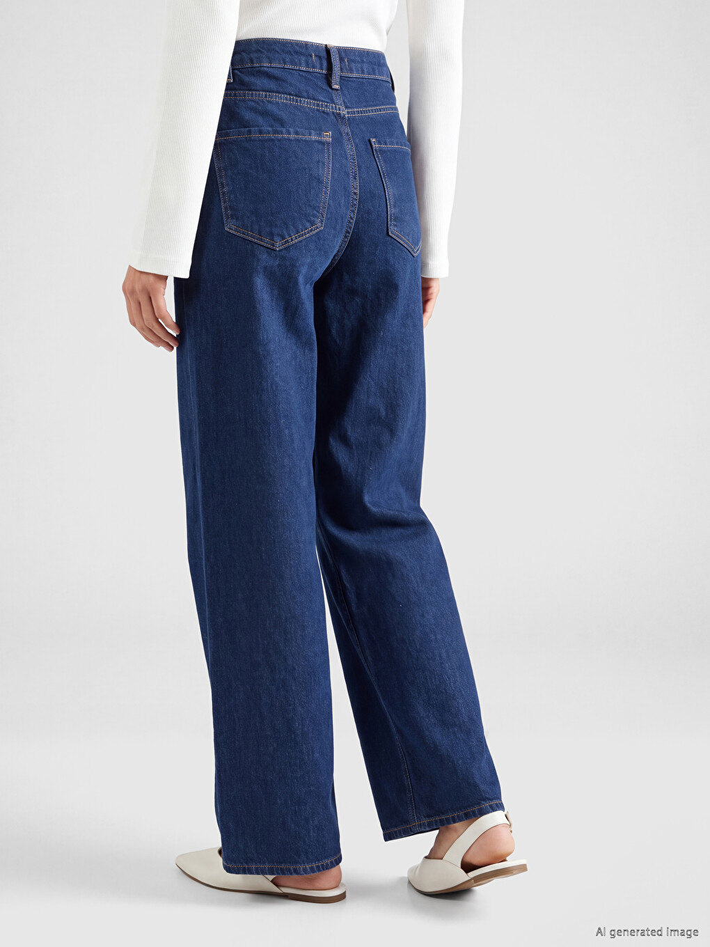 İndigo Wideleg Kadın Jean Pantolon-3