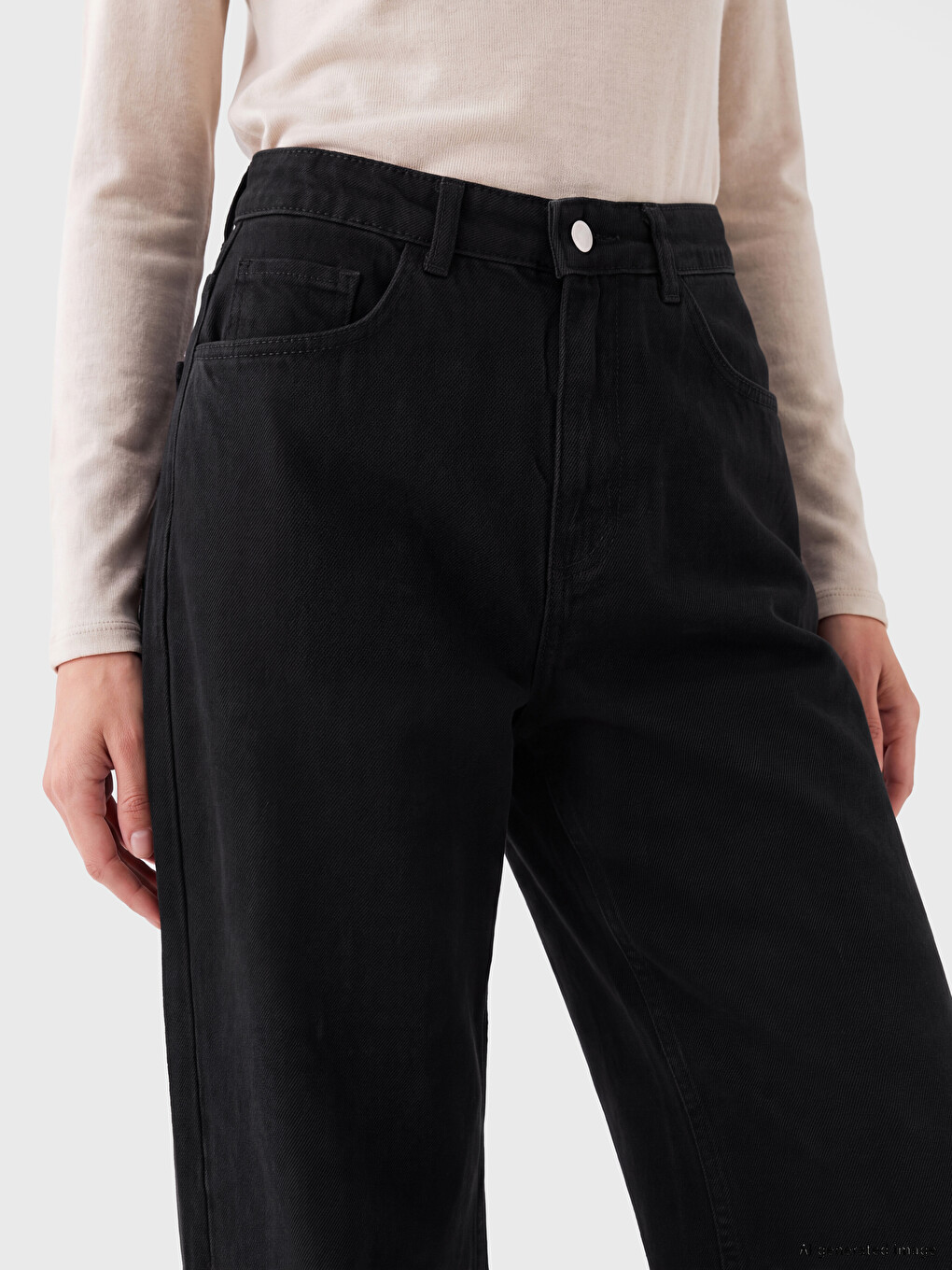 Siyah Baggy Fit Kadın Jean Pantolon-2