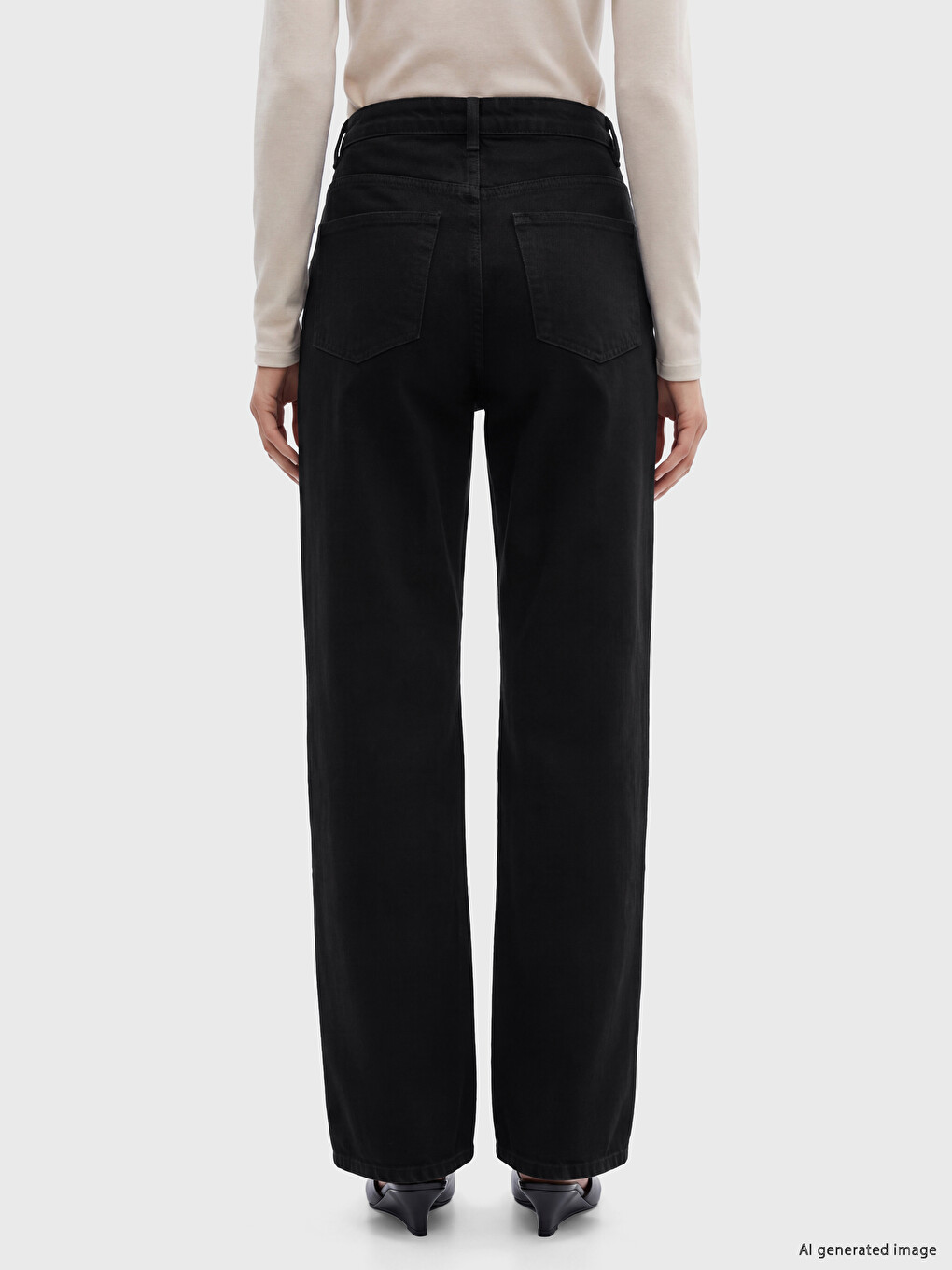 Siyah Baggy Fit Kadın Jean Pantolon-3
