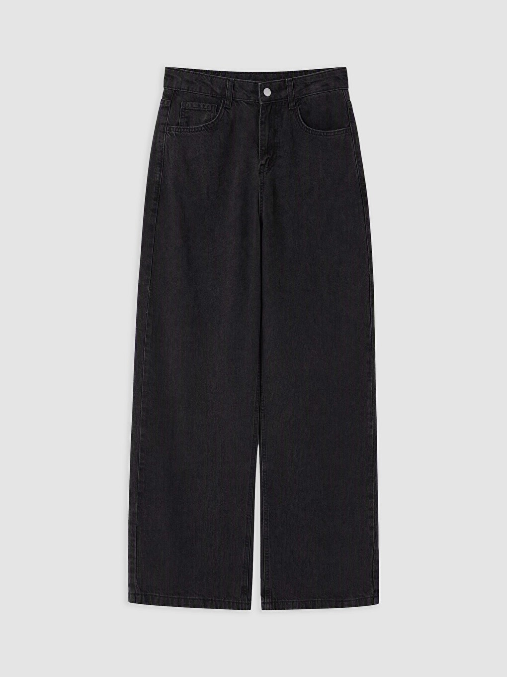Gri Baggy Fit Kadın Jean Pantolon-4