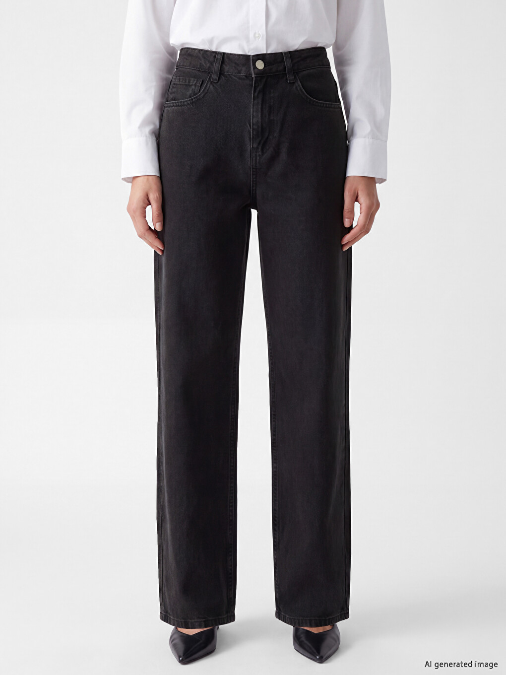 Gri Baggy Fit Kadın Jean Pantolon-1