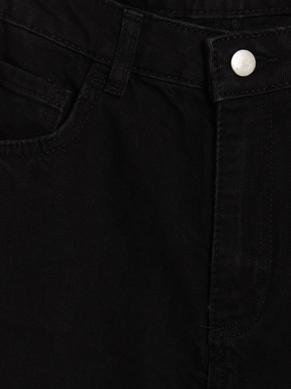 Siyah Straight Fit Kadın Jean Pantolon-5