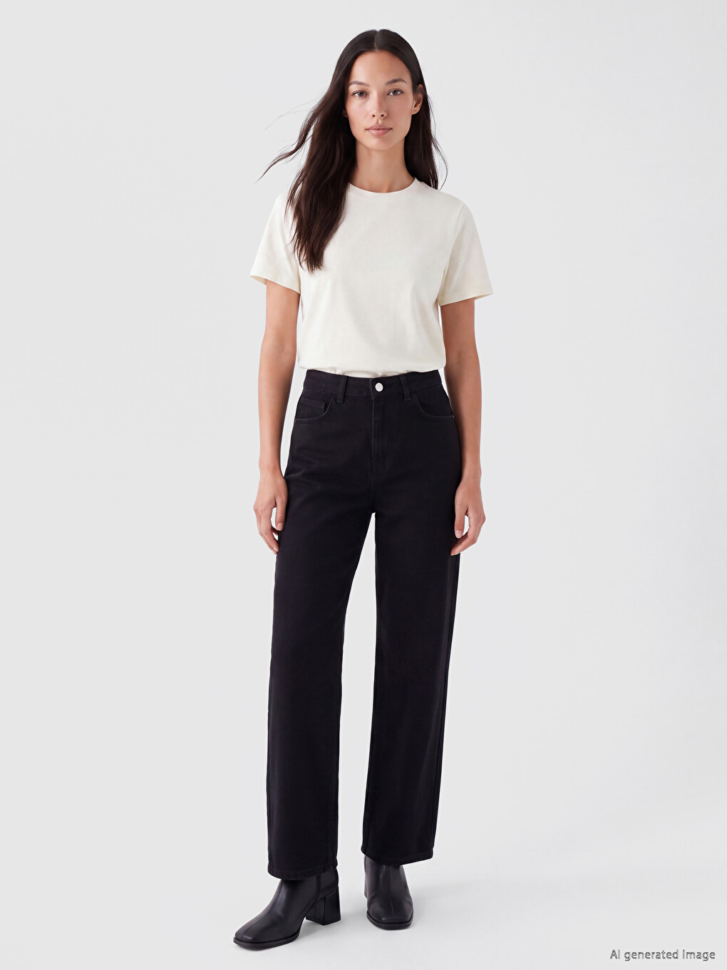 Siyah Straight Fit Kadın Jean Pantolon
