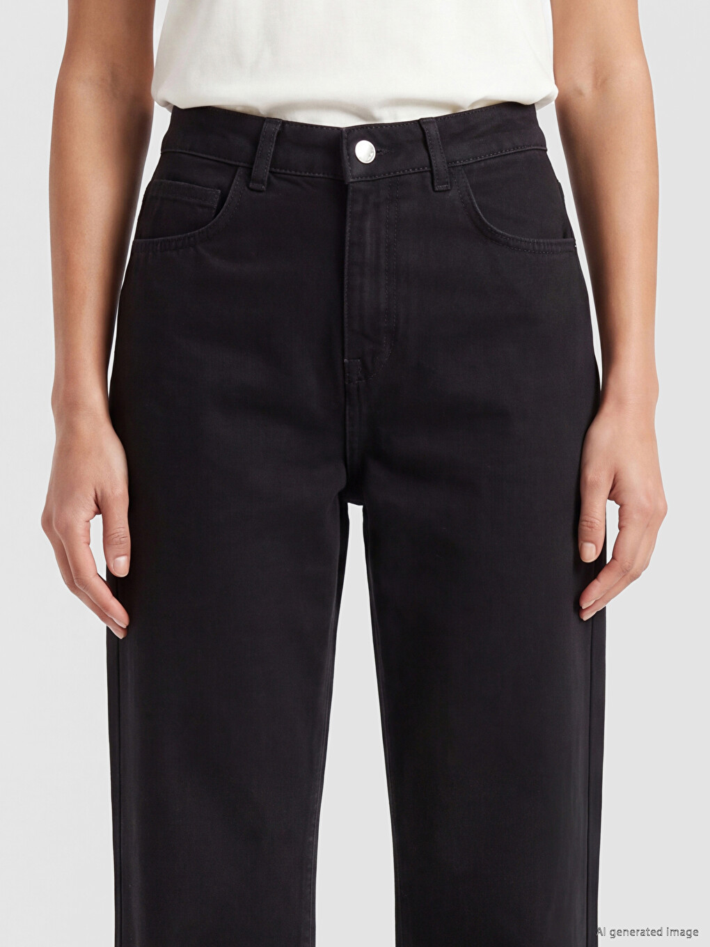 Siyah Straight Fit Kadın Jean Pantolon-2