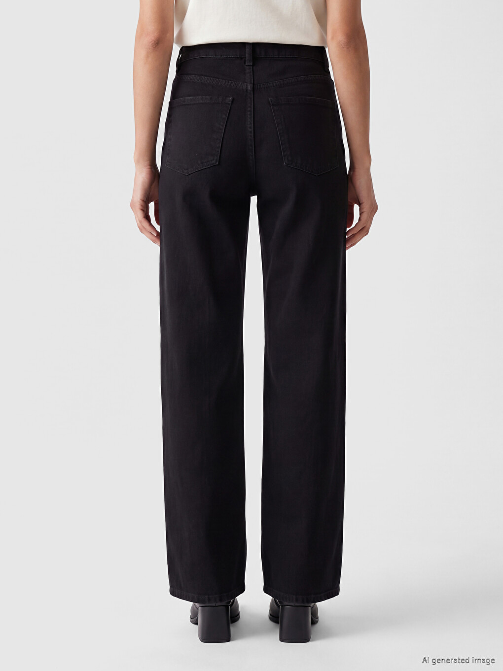Siyah Straight Fit Kadın Jean Pantolon-3