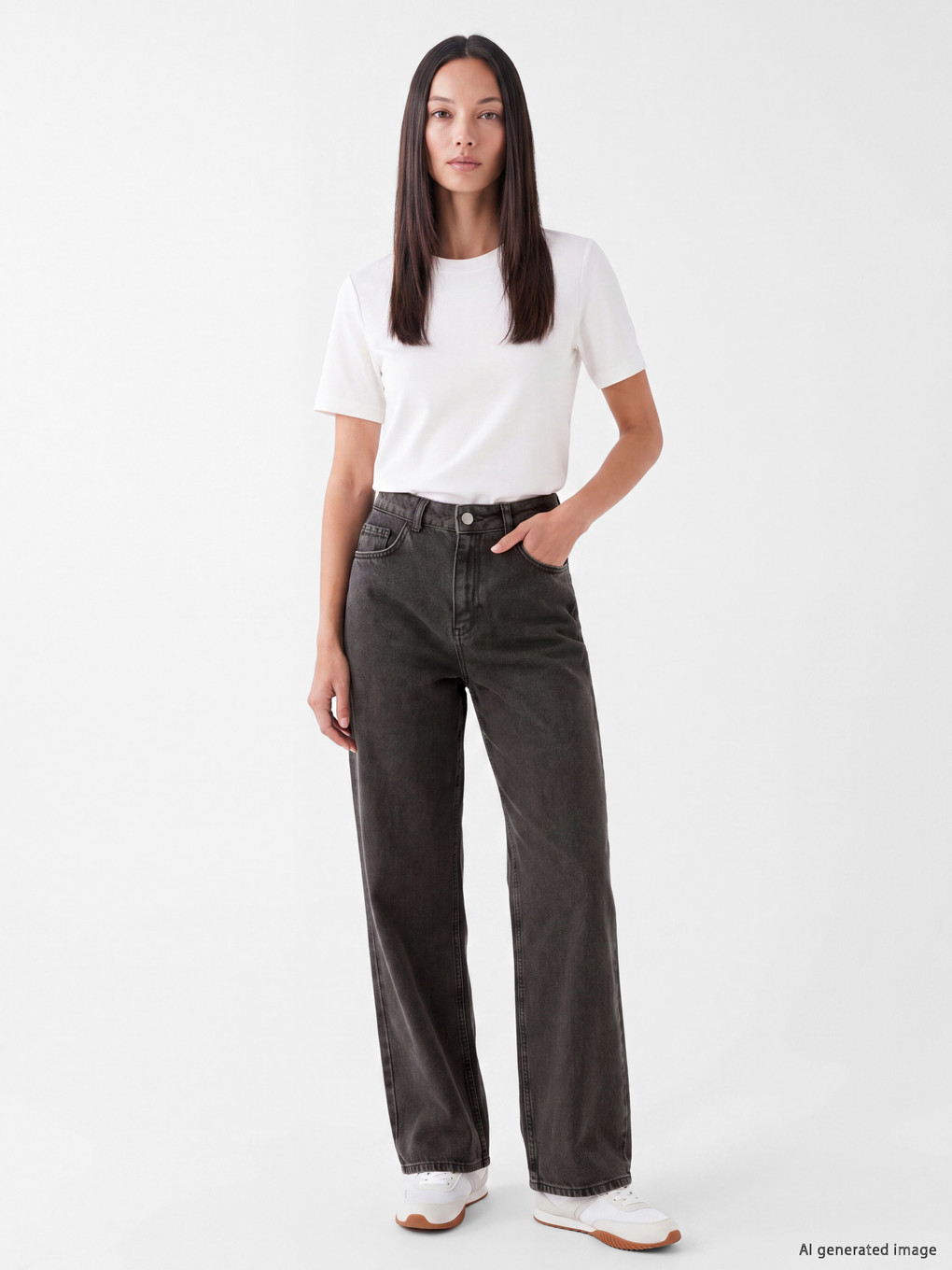 Gri Straight Fit Kadın Jean Pantolon