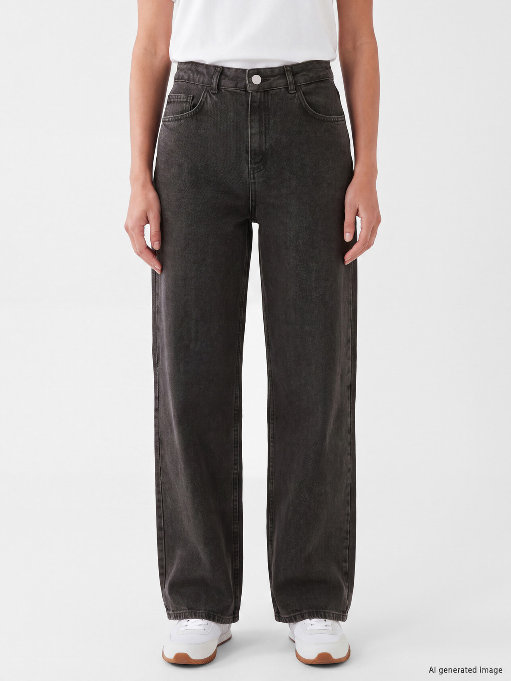 Gri Straight Fit Kadın Jean Pantolon-1