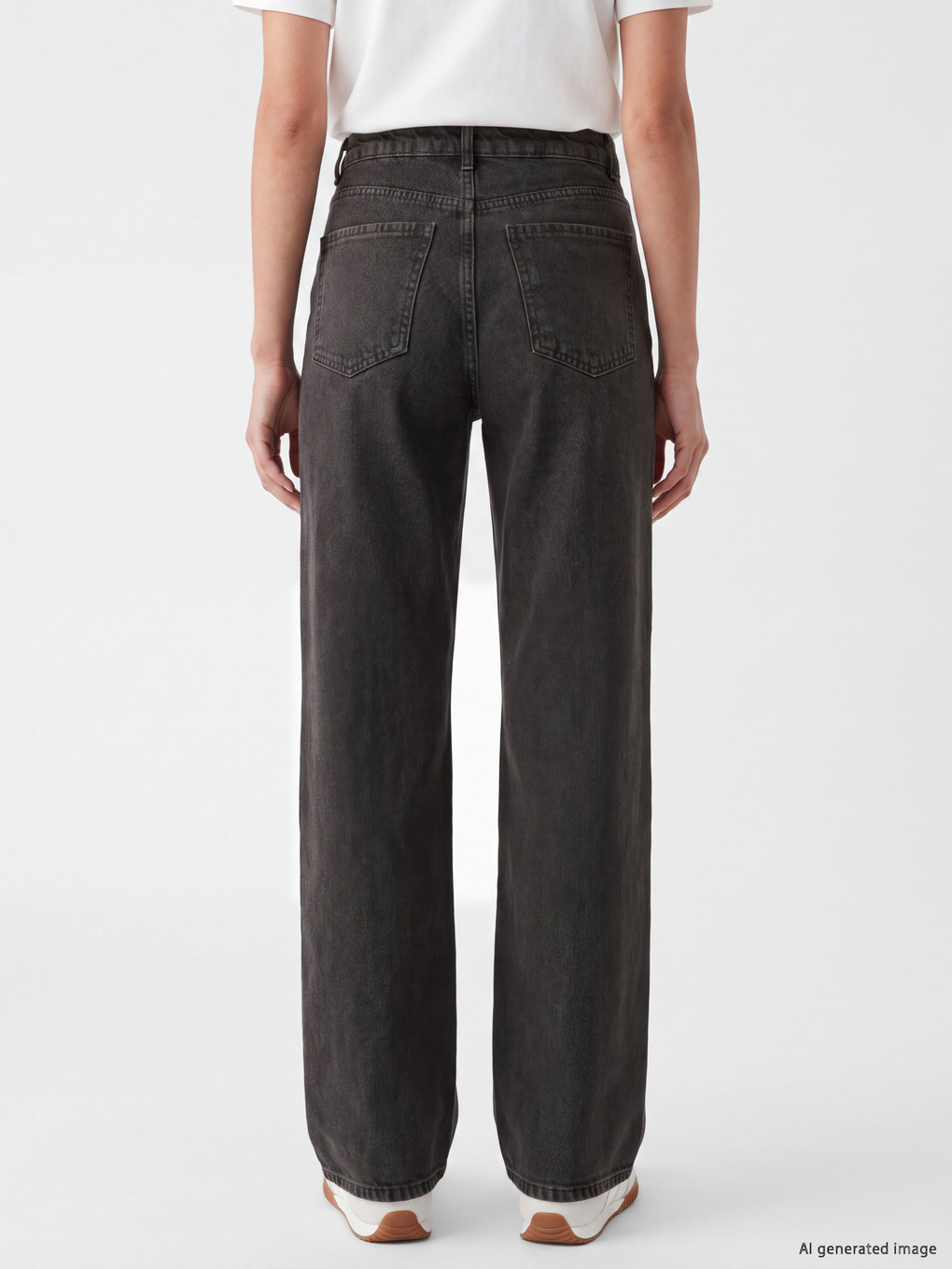 Gri Straight Fit Kadın Jean Pantolon-3