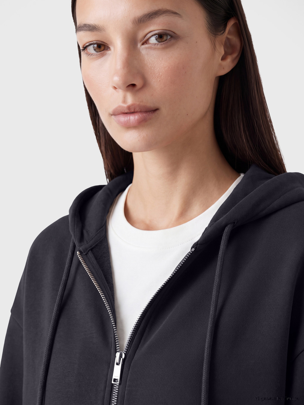 Antrasit Kapüşonlu Kalın Fermuarlı Sweatshirt-2