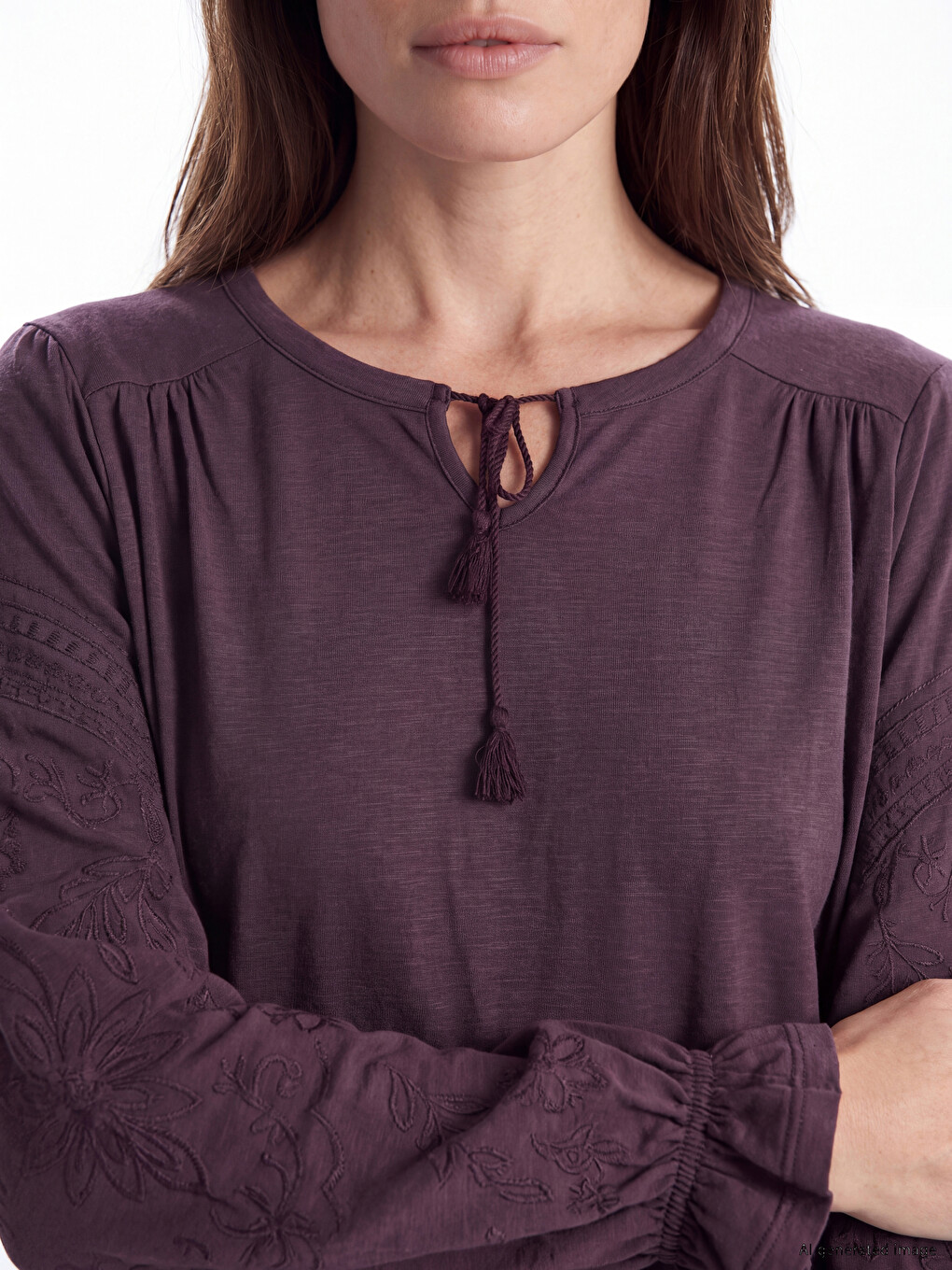 Tie Neck Embroidered Blouse-2