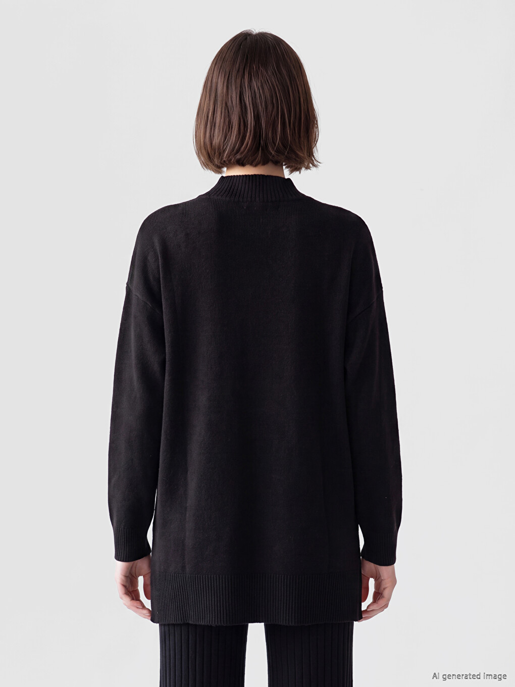 Mock Turtleneck Women's Knitwear Tunic-3