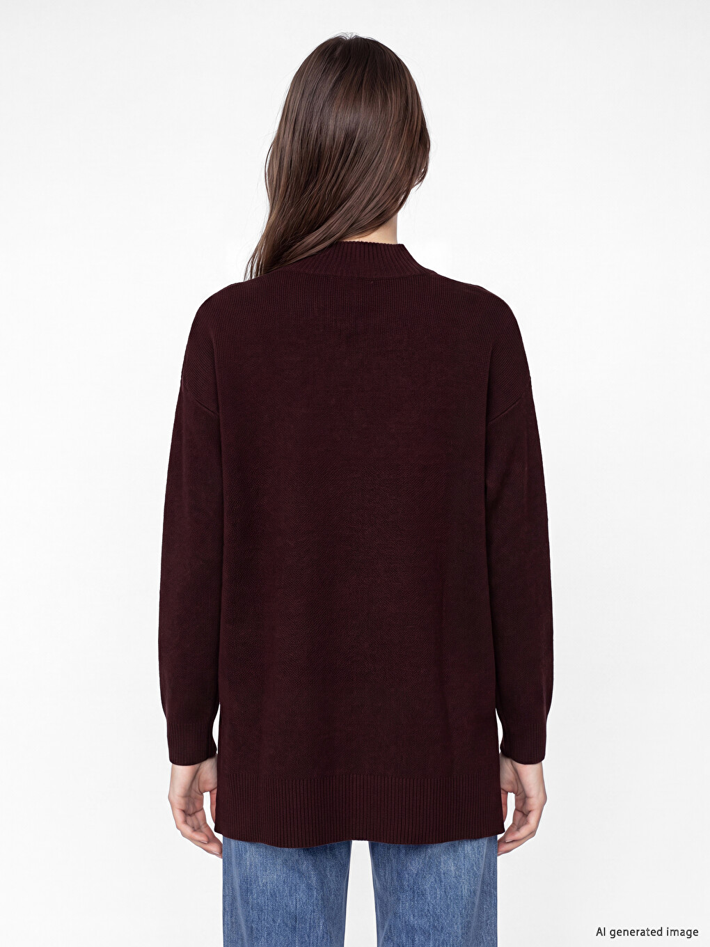 Mock Turtleneck Women's Knitwear Tunic-3