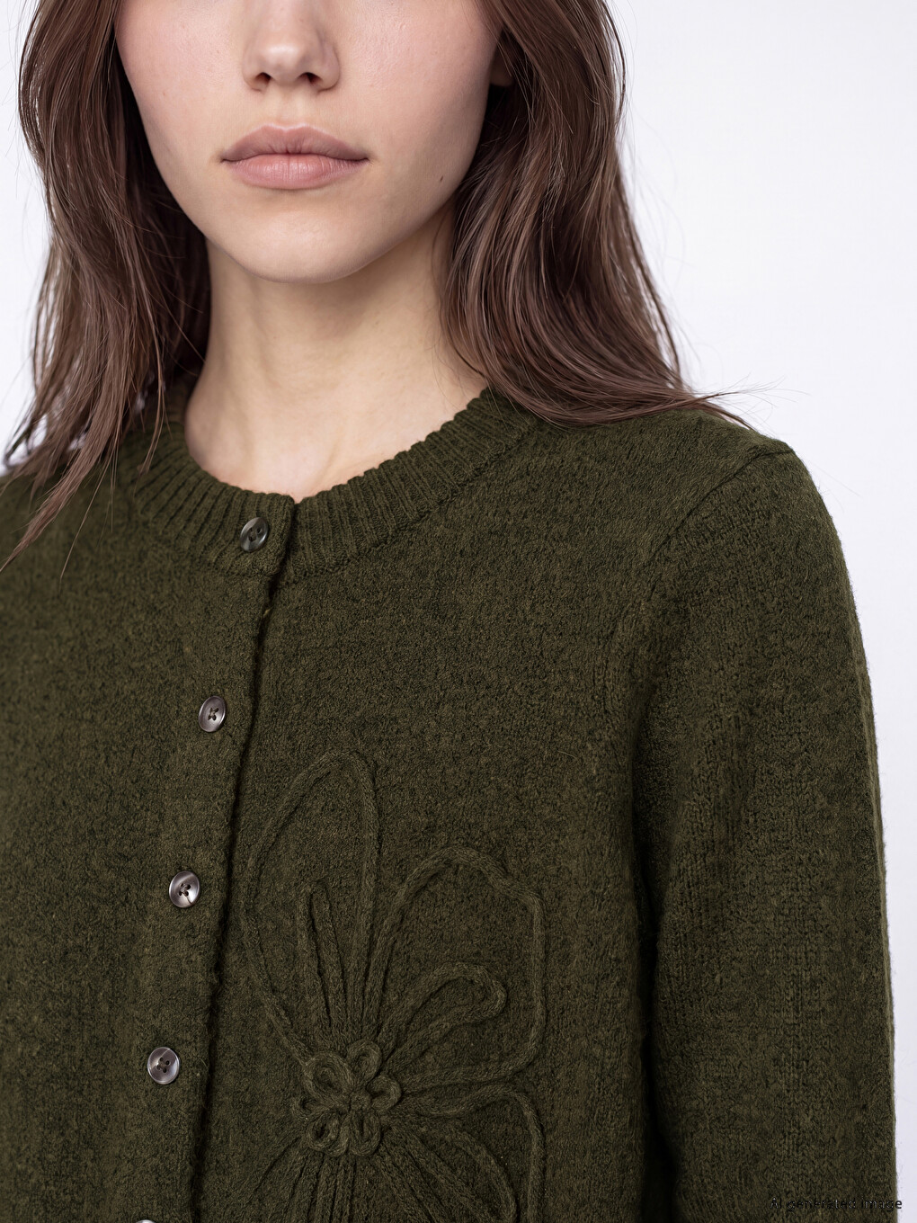 Crew Neck Floral Embroidered Women's Knitwear Cardigan-2
